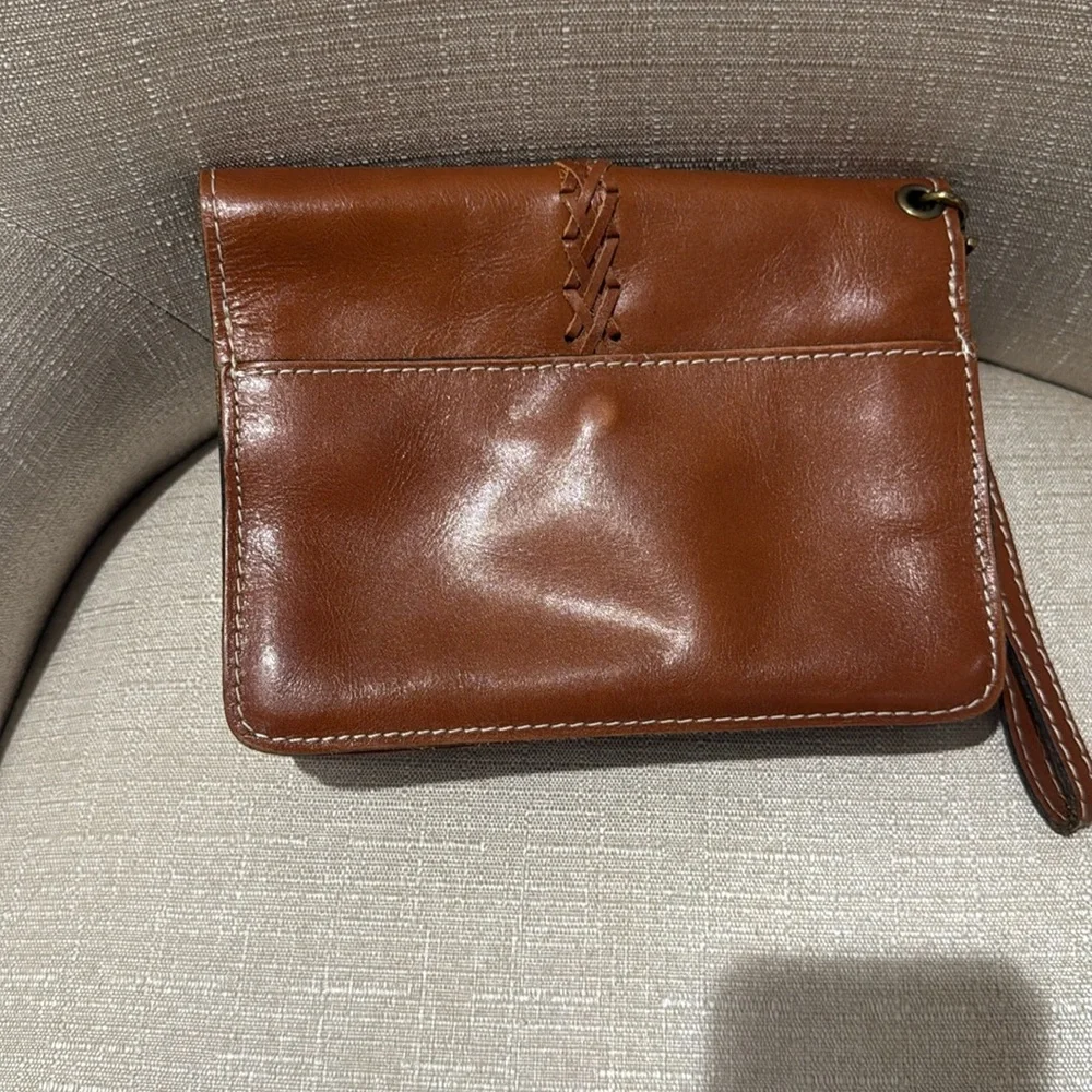 Patricia Nash Brown Leather Wristlet Clutch